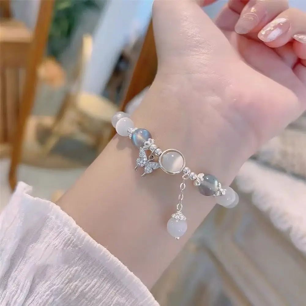 Butterfly Star Moon Flower Pendant Glazed Bracelet Jewelry Gift Beauty Accessory Bead Chain with Colorful Beads Lucky Bracelet
