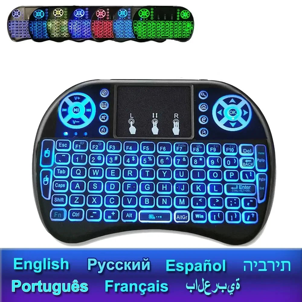 I8 Mini Wireless Keyboard Backlight 7 color 2.4G Touchpad for Android TV Box PC Projector Pad