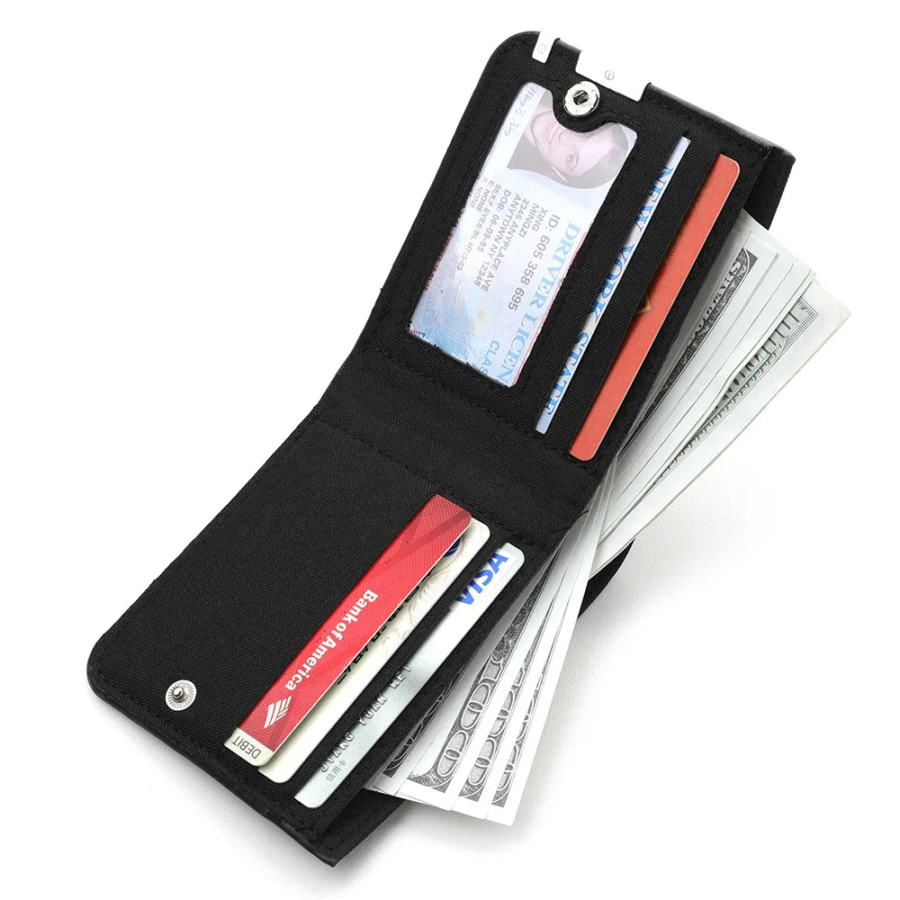 New Men's Wallet Canvas Double Folding Zipper Coin Pocket For ID Card Holders Short Card Holders Wallet