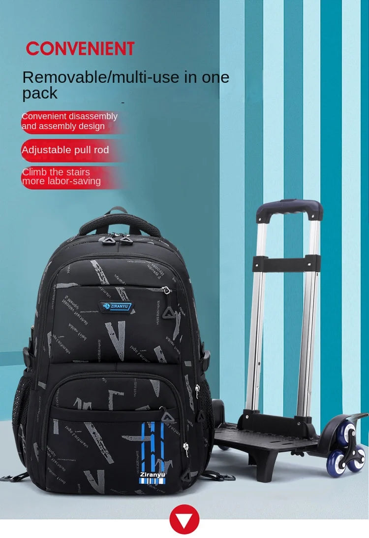 Trolley School Bags for Boys Children Rolling Backpack Elementary School Backpack with Wheels Student Book Bag Carry on Luggage