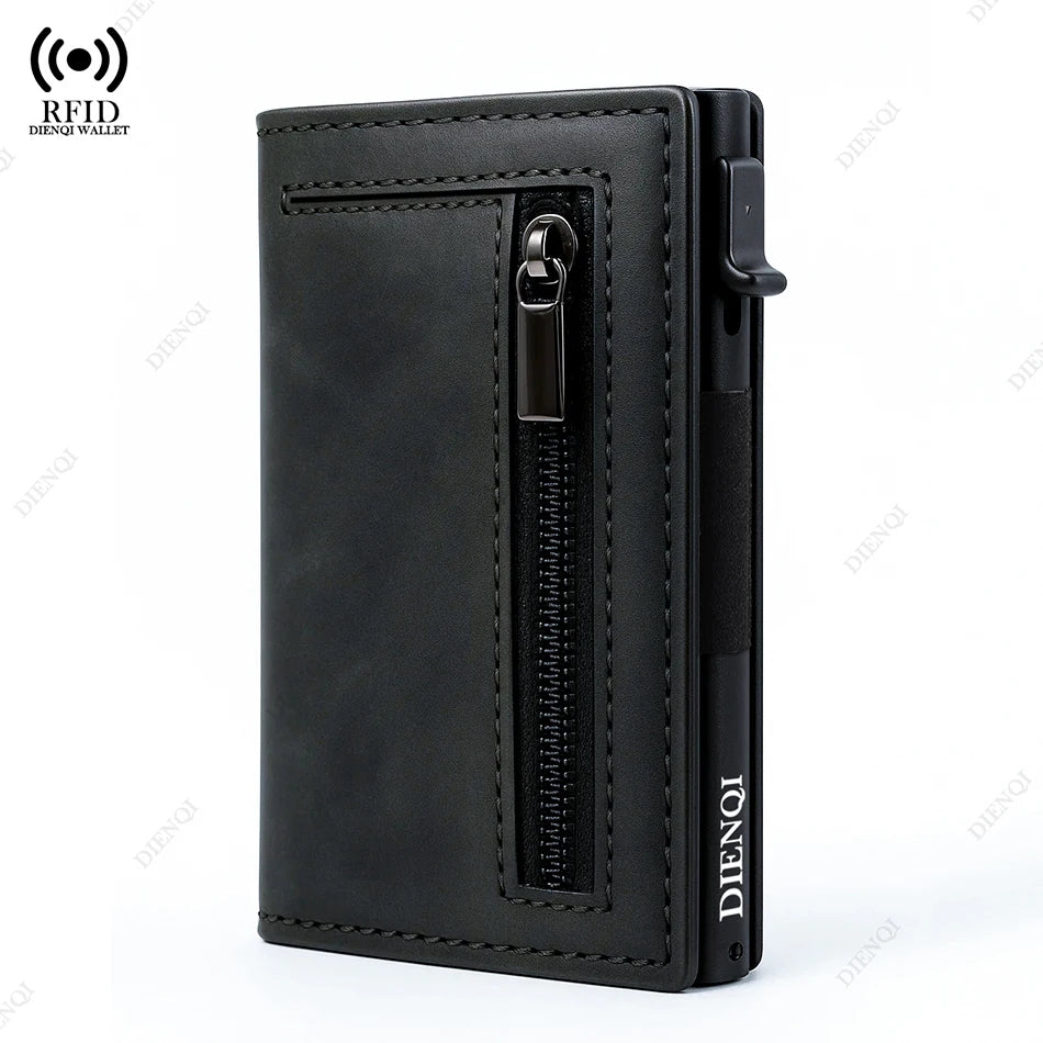 RFID Blocker Minimalistic Men Wallet Business Credit Card Holder Carbon Fiber Leather Wallets Small Male Purse Cardholder Case