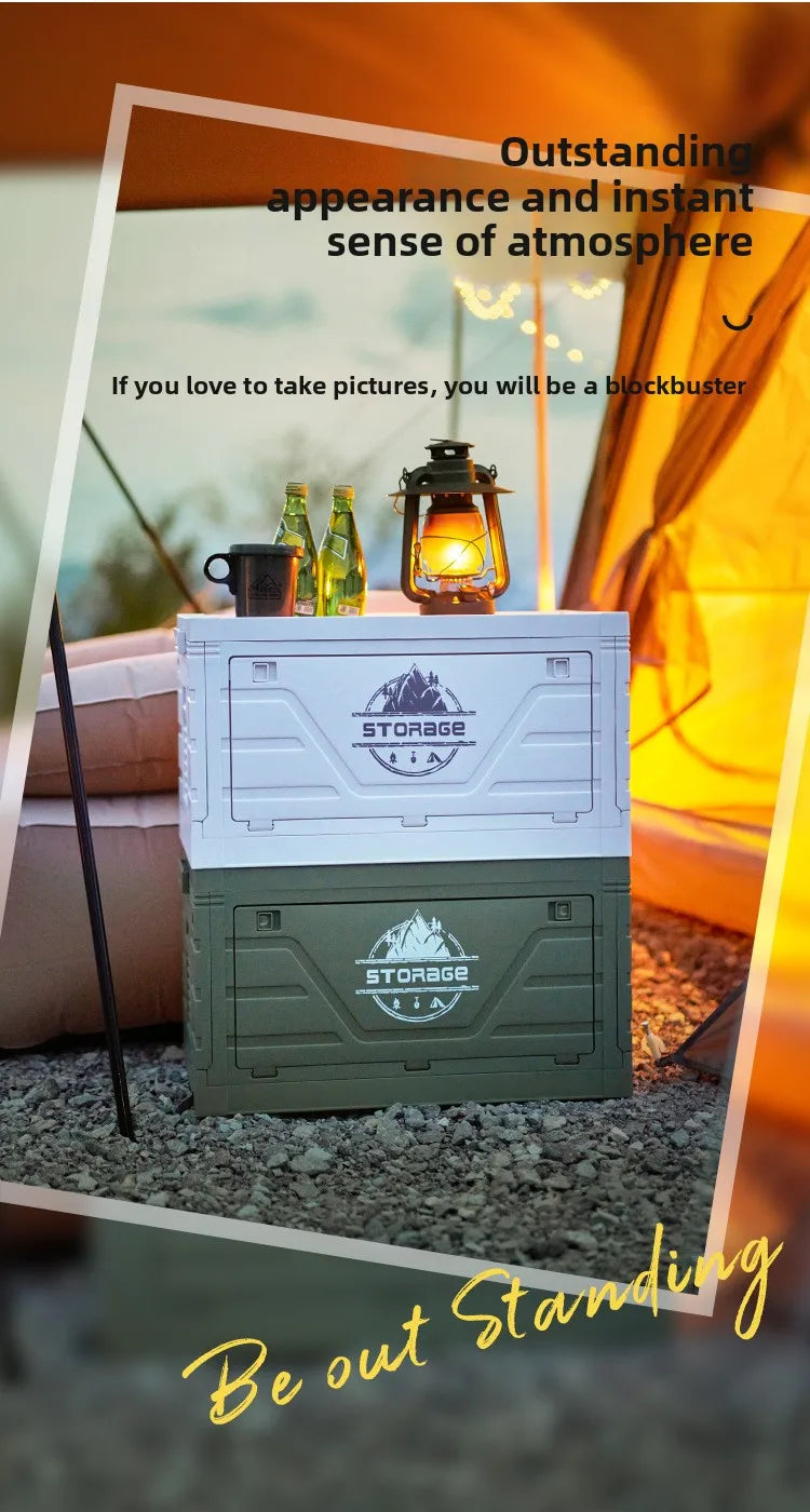 Outdoor camping folding box Car trunk with table Camping picnic finishing box Household storage box