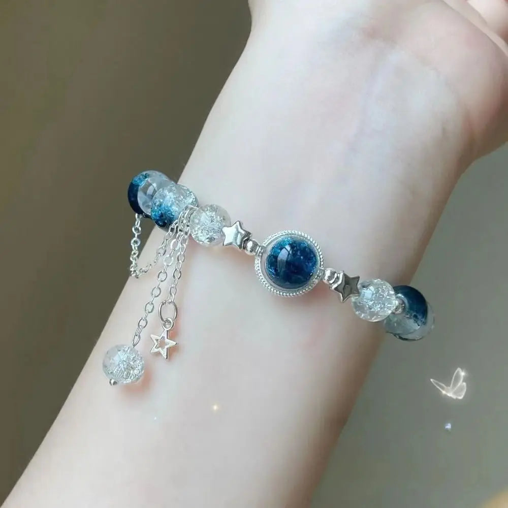 Butterfly Star Moon Flower Pendant Glazed Bracelet Jewelry Gift Beauty Accessory Bead Chain with Colorful Beads Lucky Bracelet