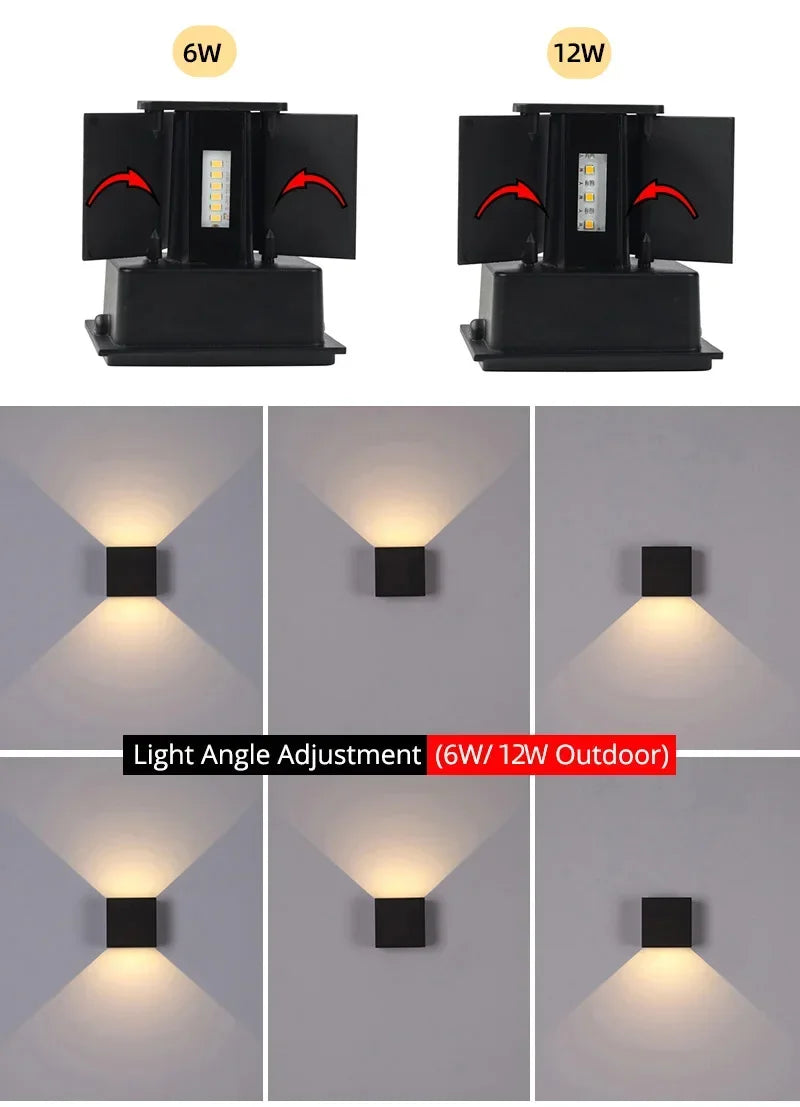 Aluminum LED Wall Lamp Outdoor Waterproof IP65 Interior Wall Light 12W24W Porch Garden Lights Living Room Street Stairs Lighting