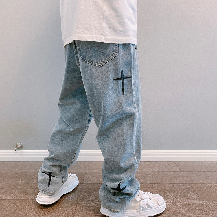 Wide Leg Cargo Pants 2022 Streetwear Baggy men Jeans Spring Autumn Men Korean Fashion Loose Straight Male Brand Clothing Black