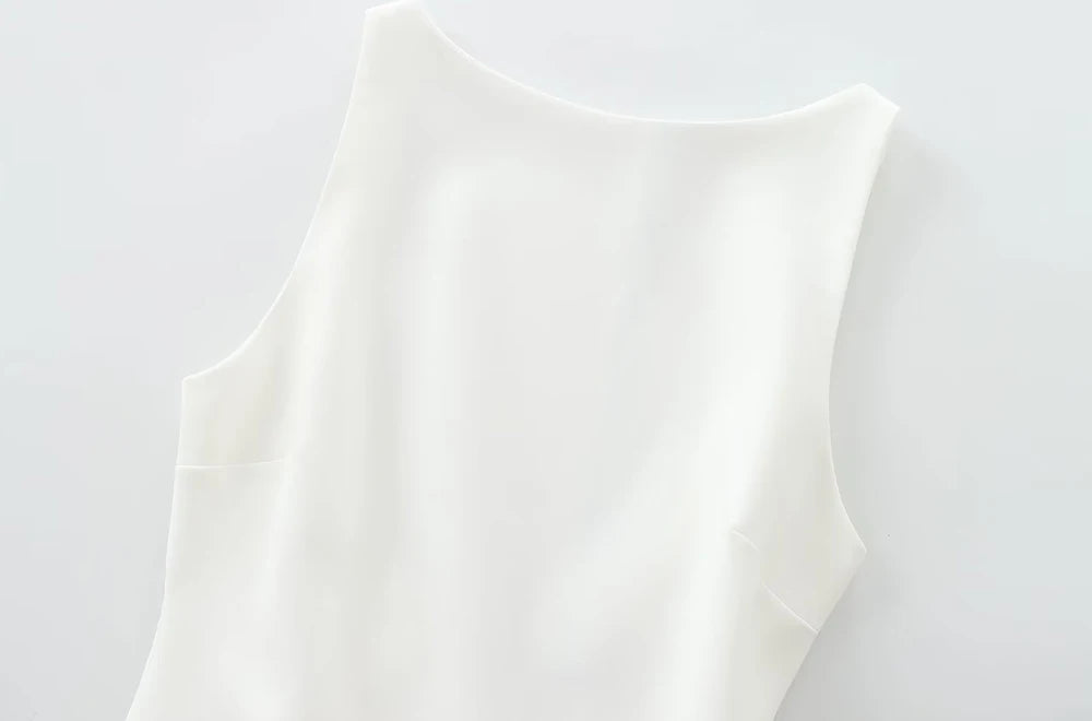 Women's Patchwork Voluminous Mini Dress, O-Neck, Backless With Zipper, Female Dresses, Sexy Fashion