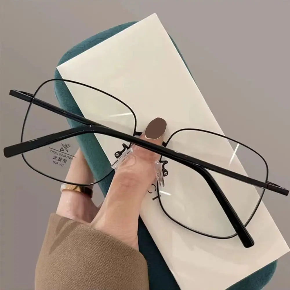 Metal Frame Myopia Glasses Frame Fashion Women Men Big Frame Anti-UV Blue Rays Glasses Ultra-light Vision Care Eyeglasses