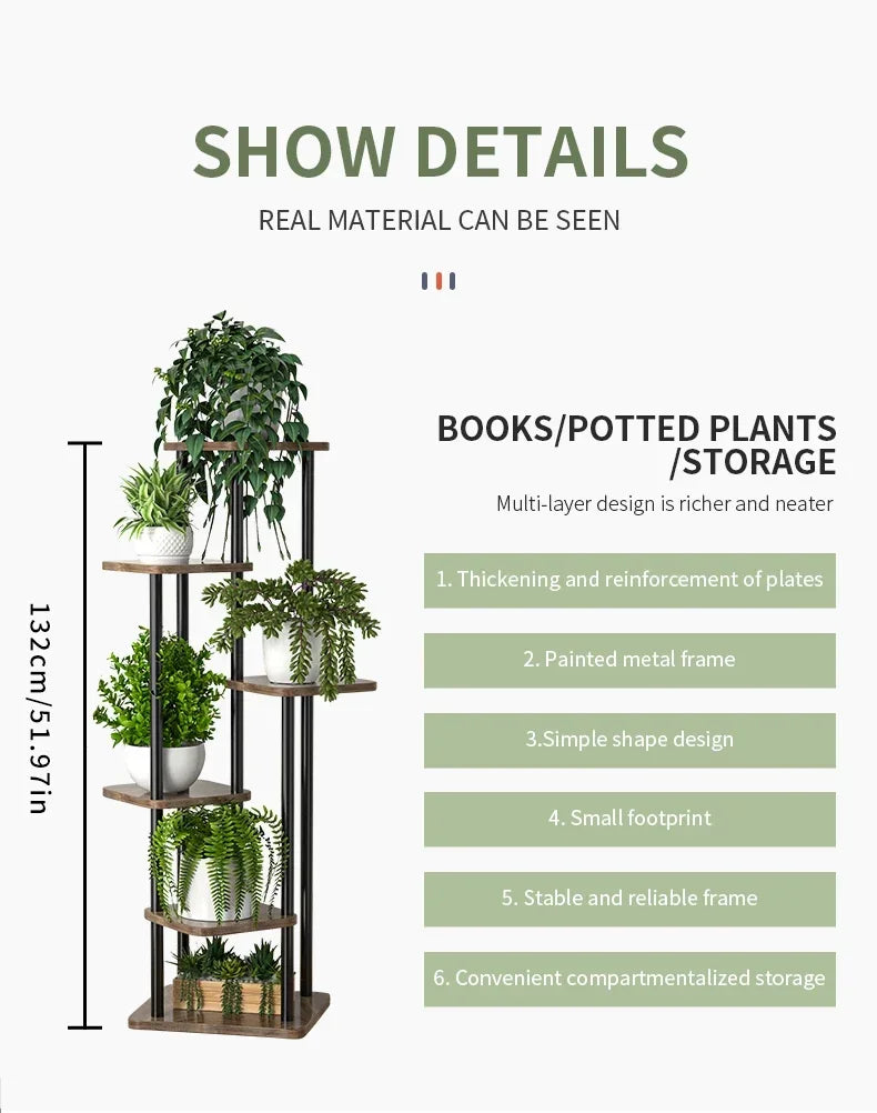 Plant Stand and Flower Stand Wooden Shelf 5/6/8Layers Display Stand Storage Shelf Pot Rack Organizer Shelves Garden Decoration