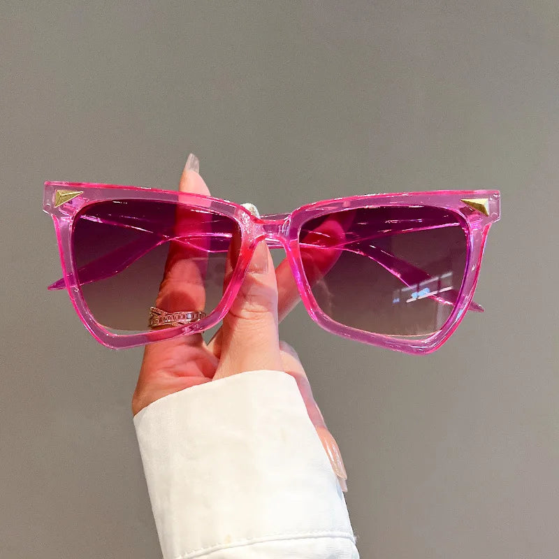 New in Y2K Irregular Cat Eye Sunglasses Women For Men Vintage Sun Glasses Luxury Brand Designer Punk Pink Colorful Rivet Shades