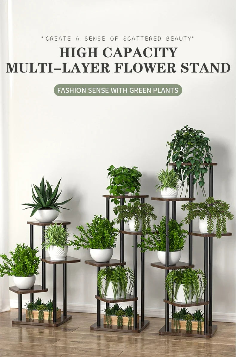 Plant Stand and Flower Stand Wooden Shelf 5/6/8Layers Display Stand Storage Shelf Pot Rack Organizer Shelves Garden Decoration