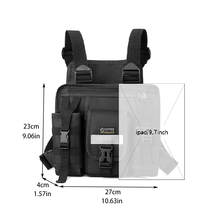 Reflective Design Chest Rig Bag Wear-resistant Tactical Vest Bag Multiple Pockets Students Chest Bag Hip-hop Streetwear Backpack