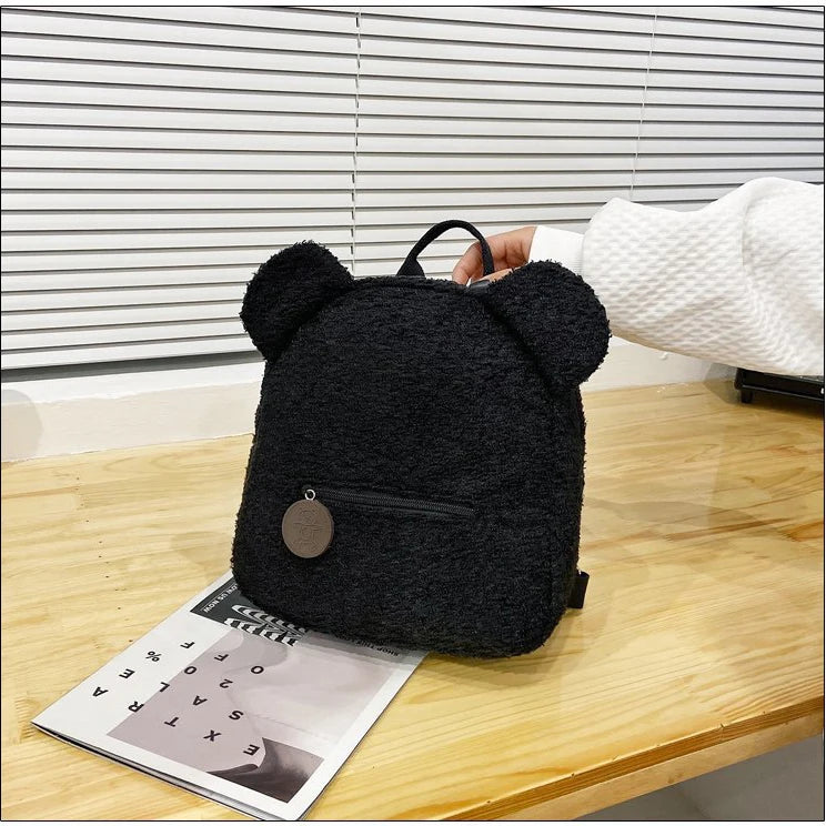 Personalised Womens Girls Cute Bear Pattern Backpack Plush Toddler Backpack for girls Custom Name Small Casual Shoulder Daypack