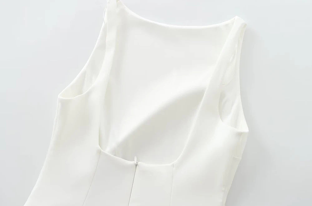 Women's Patchwork Voluminous Mini Dress, O-Neck, Backless With Zipper, Female Dresses, Sexy Fashion