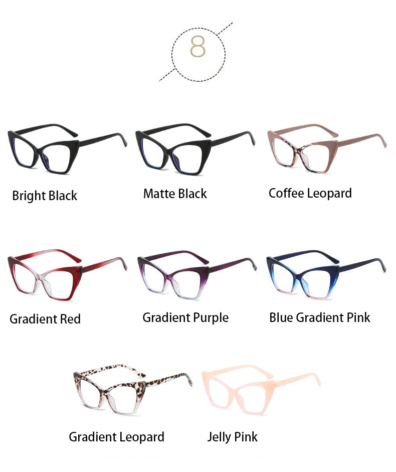 Luxury Brand Cat Eye Reading Glasses Optical Blue Light Blocking Prescription Women Eyeglasses Transparent Fashion Eyewear 2025