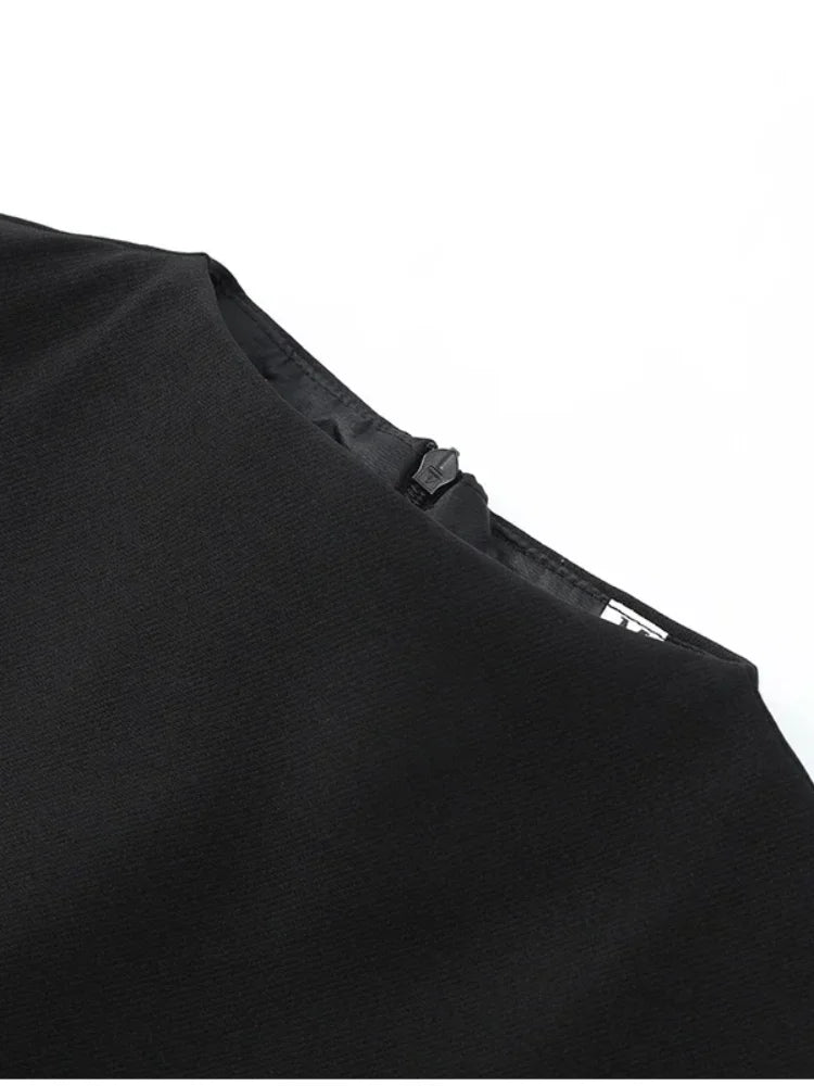 Elegant Black Turtleneck Cloak Tops Women Solid Short Sleeve Waist Cinching A-line Short Top 2026 Lady Spring Street Outwear