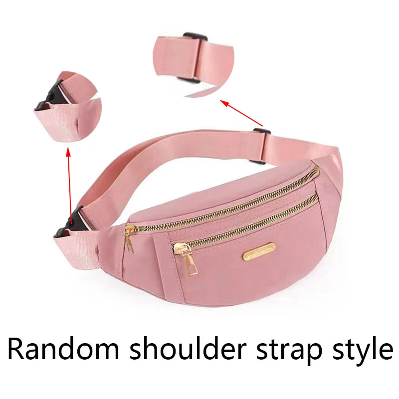 Unisex Adjustable Waist Shoulder Bag, Durable Crossbody Bag with Zipper Pockets and Hardware, Casual Sports Design