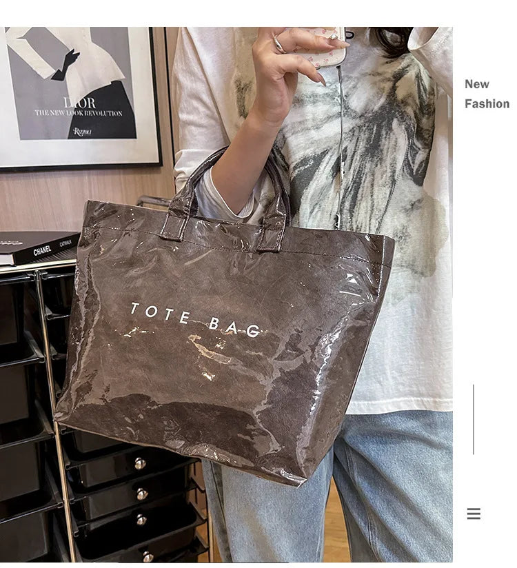 Retro tote bag waterproof DuPont paper shoulder bag fashionable commuting large capacity kraft paper handbag