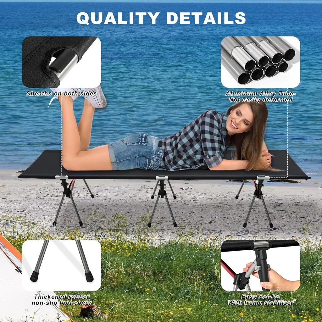 Outdoor Folding Camping Bed Single Person Cot Portable Foldable Sleeping Pad Hiking Backpacking Picnic Camping Cot Bed Mat 야전침대