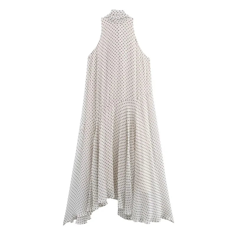 Women's Dresses New Spring 2025 Polka dot dress Sexy shoulders Irregular personality expanded maxi skirt Flowing  5289042