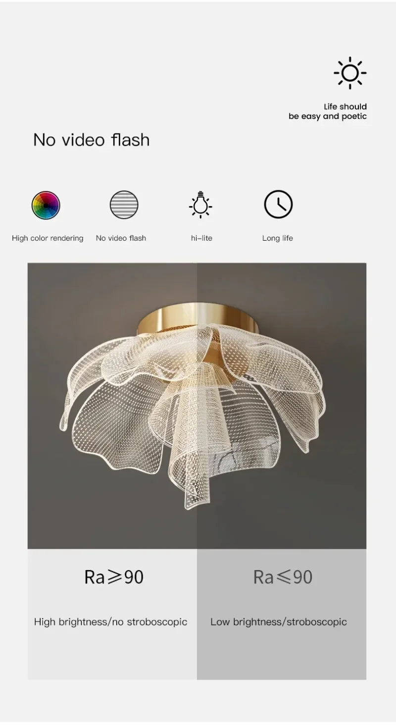 Nordic Flower Ceiling Lights for Bedroom Balcony Hallway Ceiling Chandelier Minimalist Decor Indoor Lighting Lusters Luminaires
