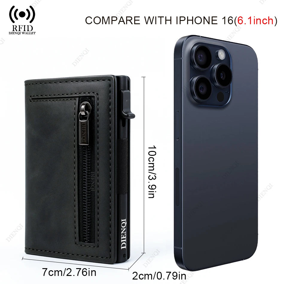 RFID Blocker Minimalistic Men Wallet Business Credit Card Holder Carbon Fiber Leather Wallets Small Male Purse Cardholder Case