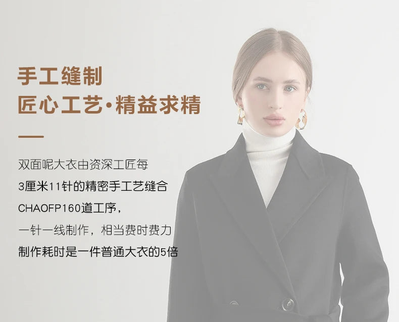 2025 Women's 100% Cashmere Thick Double sided Long Jacket Classic Multi functional Fashion Suitable for Business