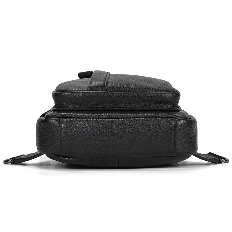 Mans 100% Genuine Leather Sling Bag Men Messenger Bags for Men Black Chest Bags for Phone Casual Sport Shoulder Bag