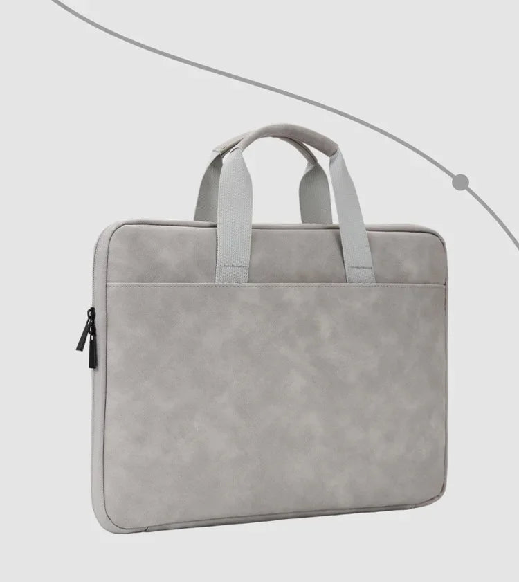 Fully Opening and Closing PU Sheepskin Leather Laptop Bag Suitable for 13-16 Inches Delicate Feel Splashproof and Shockresistant
