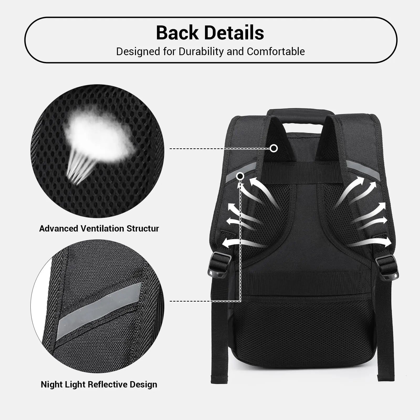 Kono Cabin bag 40x20x25 cm for Ryanair Under Seat hand luggage Backpack, Cabin Size 20L Black Minimalist