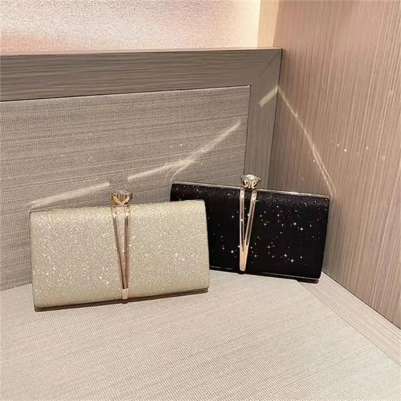 Shiny Glitter Evening Clutch Bag Women Wedding Purse Party Banquet Handbag Lady Elegant Daily Club Chain Crossbody Shoulder Bag