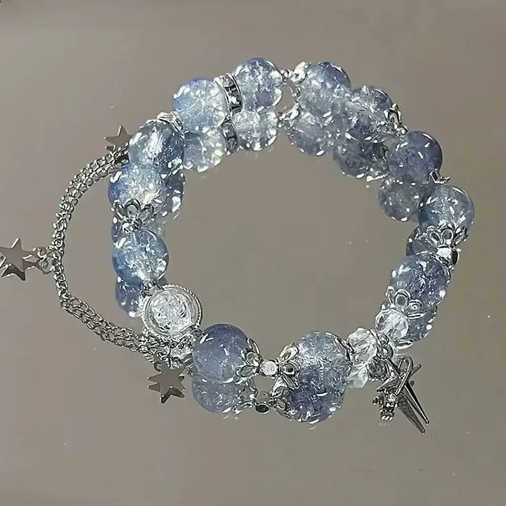 Butterfly Star Moon Flower Pendant Glazed Bracelet Jewelry Gift Beauty Accessory Bead Chain with Colorful Beads Lucky Bracelet