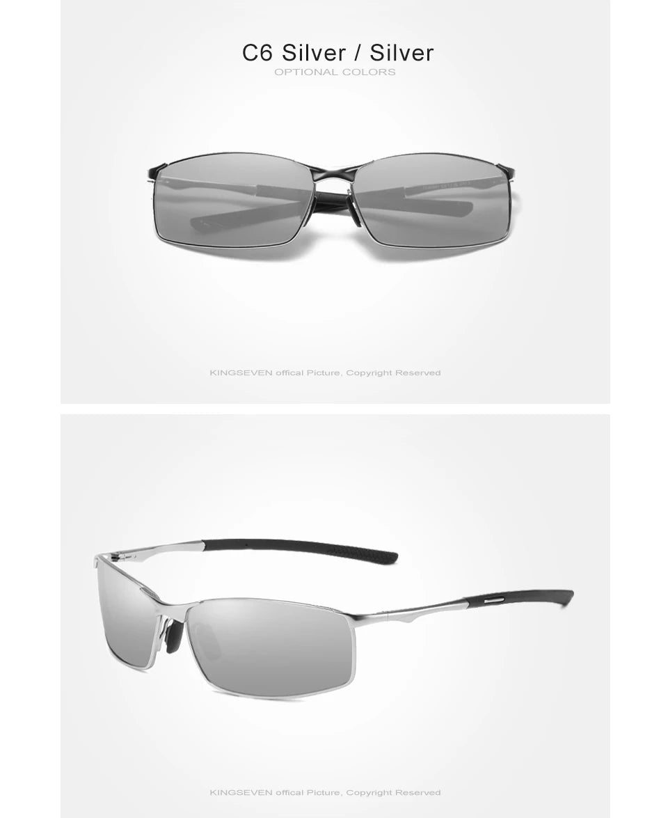 KINGSEVEN Fashion Rectangular Frame Sunglasses For Men UV400 Polarization Alloy Riding Glasses Parsnip Luxury Vintage Eyewear