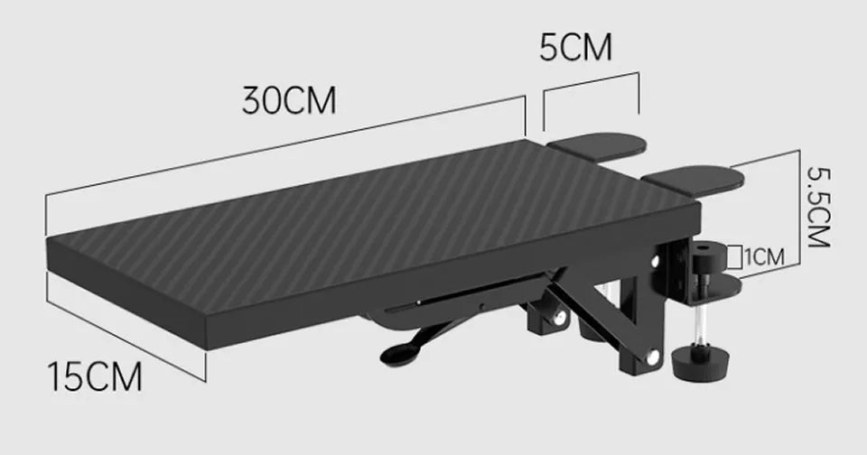 HKXA Computer Arm Support Ergonomic Adjustable Desk Armrest Sturdy Mouse Arm Support Computer Desktop Extender for Home Office