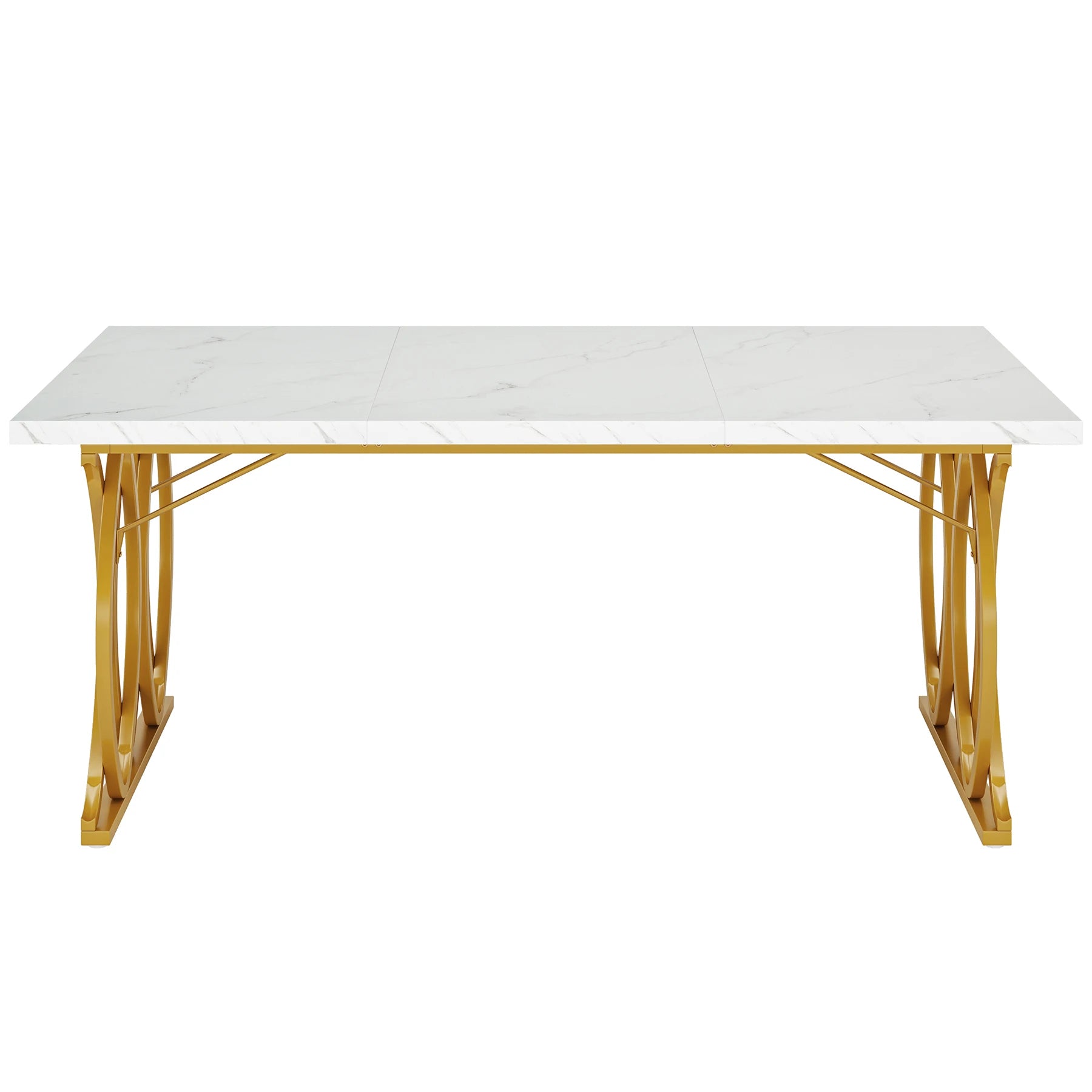 Tribesigns Modern Dining Table for 4-6 People, 160cm Large Rectangular Kitchen Table with Faux Marble Tabletop, Dinner Table