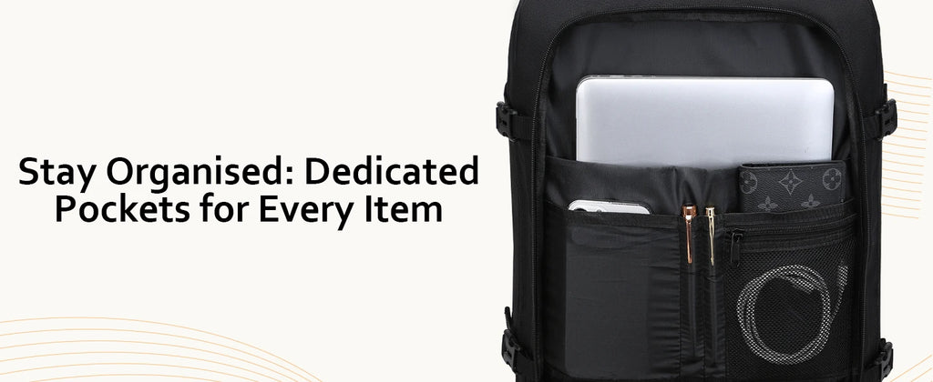 Kono Cabin bag 40x20x25 cm for Ryanair Under Seat hand luggage Backpack, Cabin Size 20L Black Minimalist