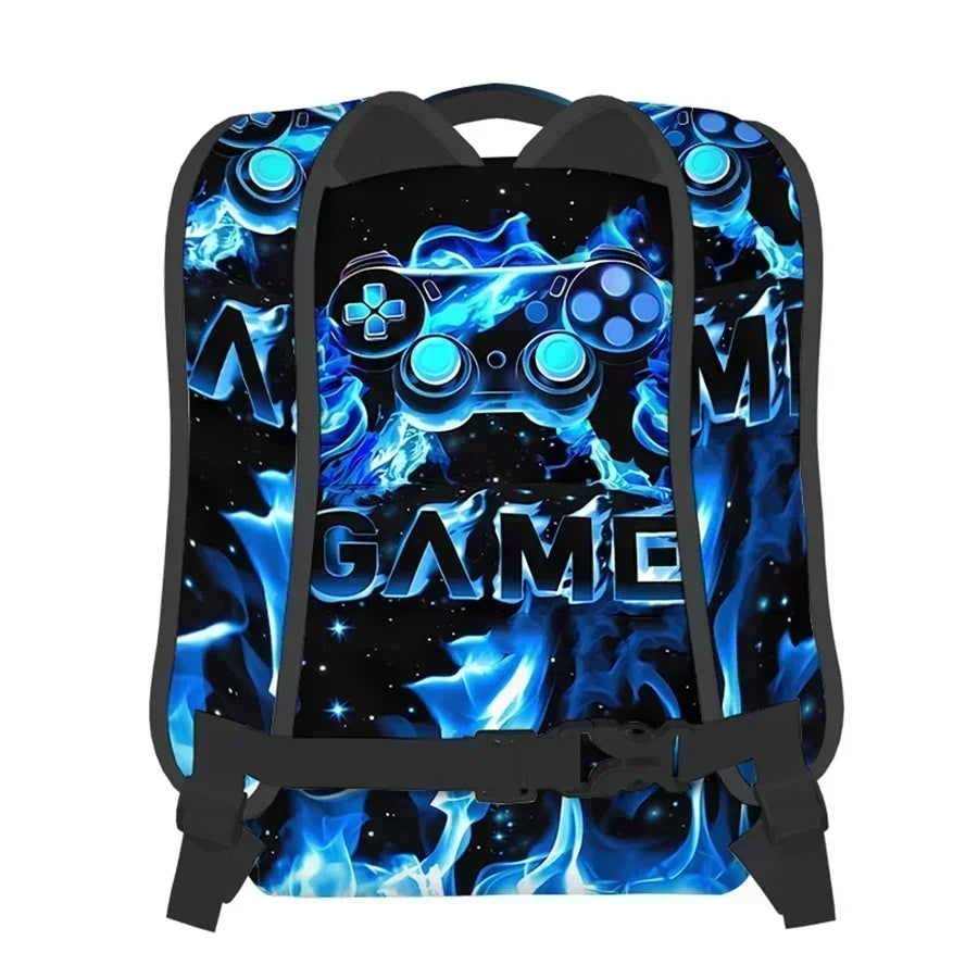 Burning Flame Game Controller Backpacks for Boy and Girls Best Gifts 2D Flat Cartoon School Backpack for Children