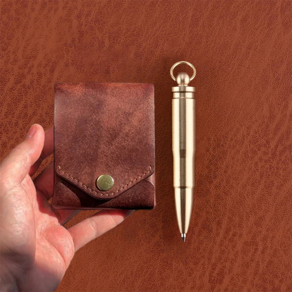 Multifunctional Compact Wallet Bi-Fold Slim Minimalist Wallet Complimentary Fountain Pen for Daily Commuting Business and Travel