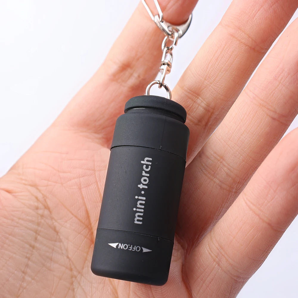 Mini Torch LED Rechargeable Flashlight Portable Keychain Rotary Switch Waterproof Outdoor Camping Emergency Flashlight
