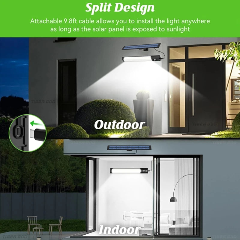 Motion Sensor LED Solar Lights with Remote - 4 Modes Waterproof LED Wall Lamp for Outdoor Garden Camping, USB/Solar Charging,