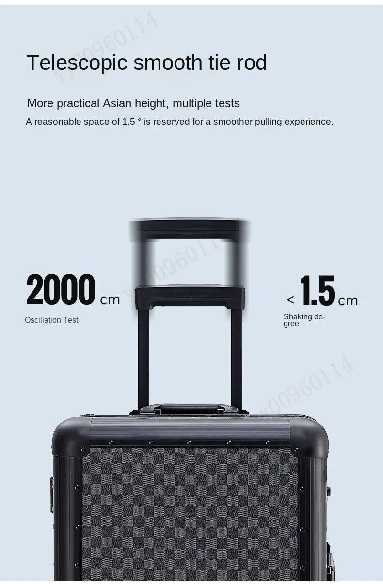 Premium Aluminum Alloy Frame Leather Luggage Unisex 26-Inch Carry-On Suitcase New Travel Case with Sturdy Construction Luggage
