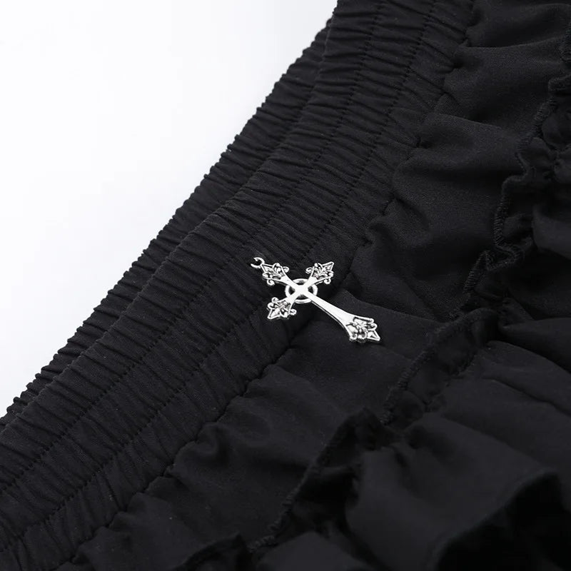 AltGoth Mall Goth Cake Shorts Women Hotsweet Y2k E-girl Harajuku Cross Pendant Culottes Aesthetic Fairycore Cute Kawaii Shorts