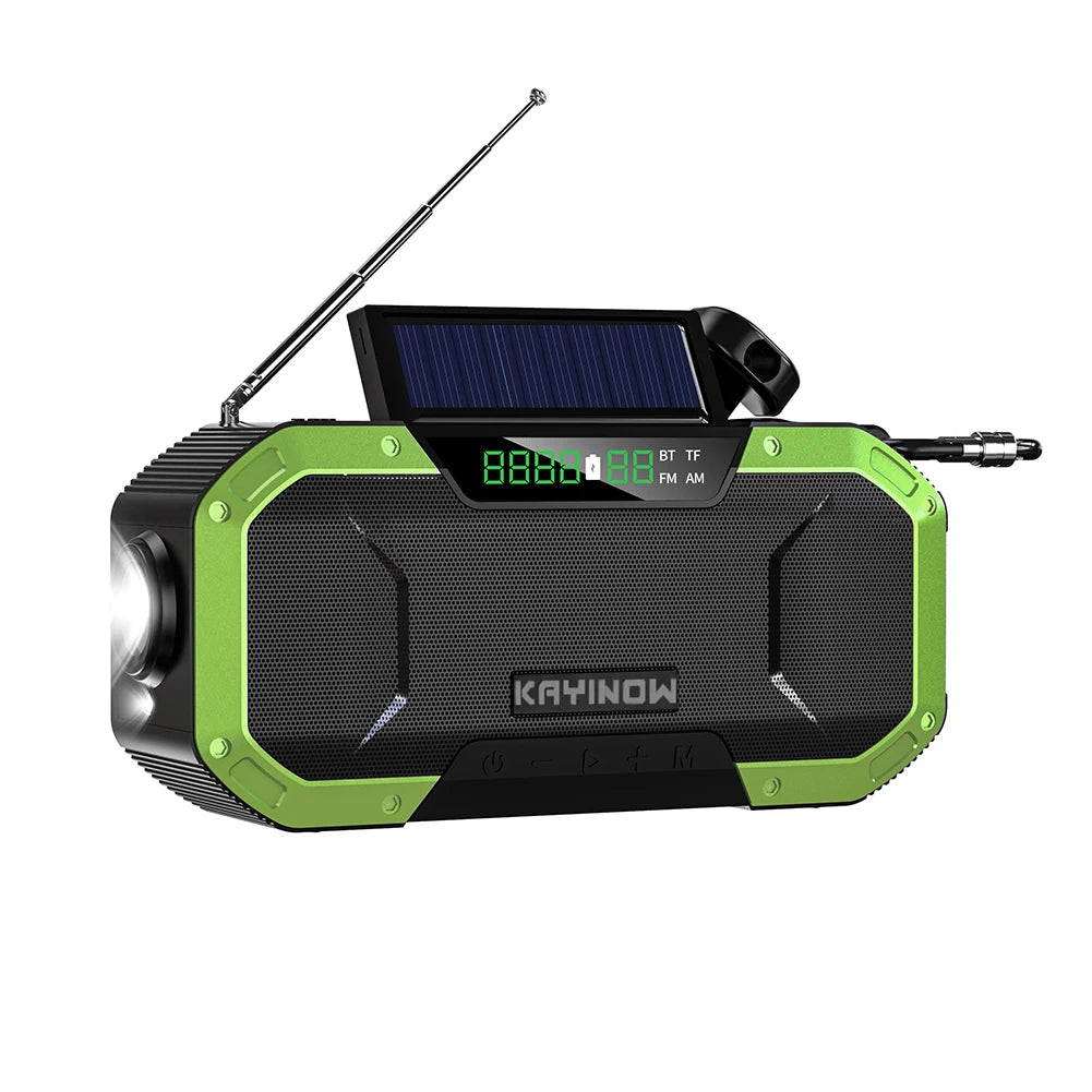 5000mAh Emergency Radio Solar Powered Hand Crank Radio Multifunctional Bluetooth AM/FM Weather Radio Speaker with LED Flashlight