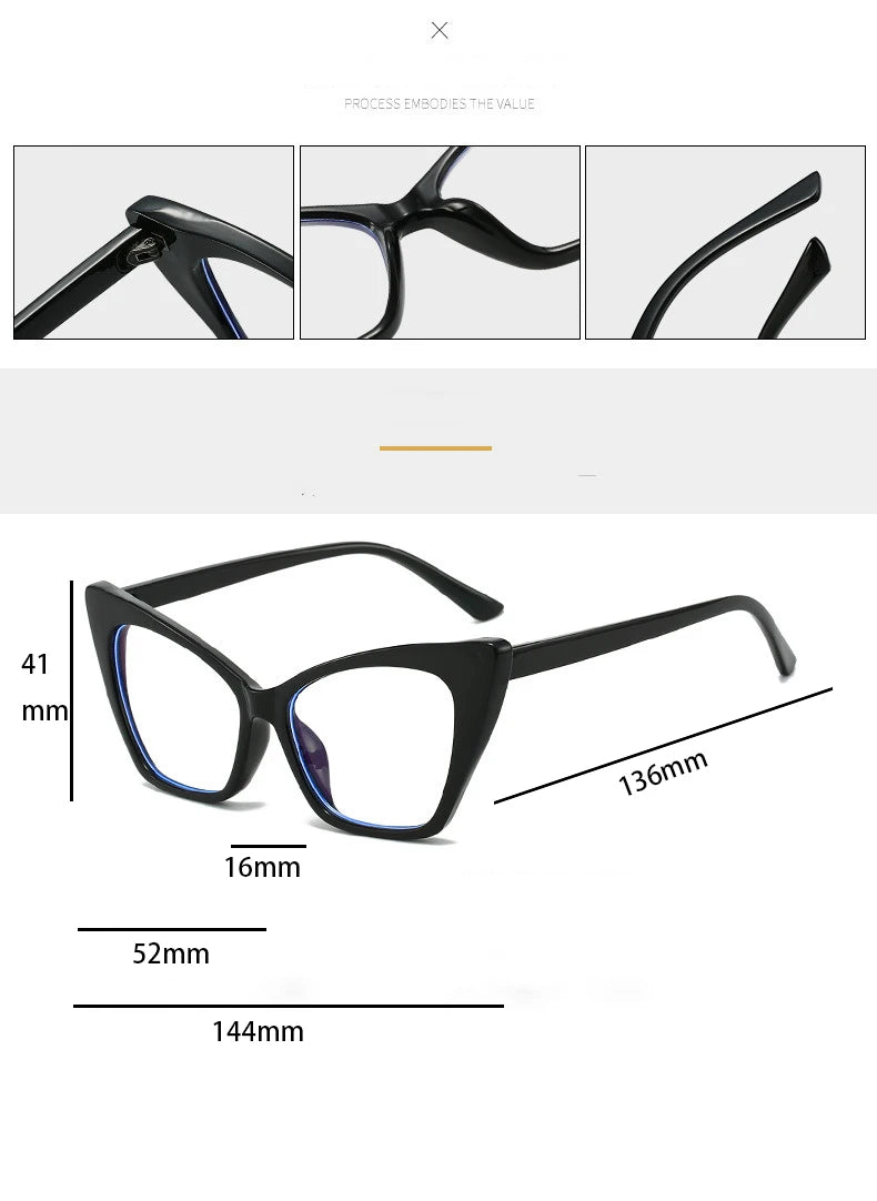 Luxury Brand Cat Eye Reading Glasses Optical Blue Light Blocking Prescription Women Eyeglasses Transparent Fashion Eyewear 2025