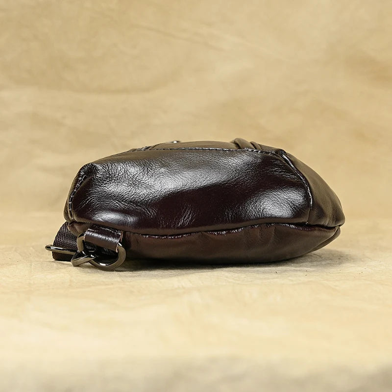 Mans 100% Genuine Leather Sling Bag Men Messenger Bags for Men Black Chest Bags for Phone Casual Sport Shoulder Bag