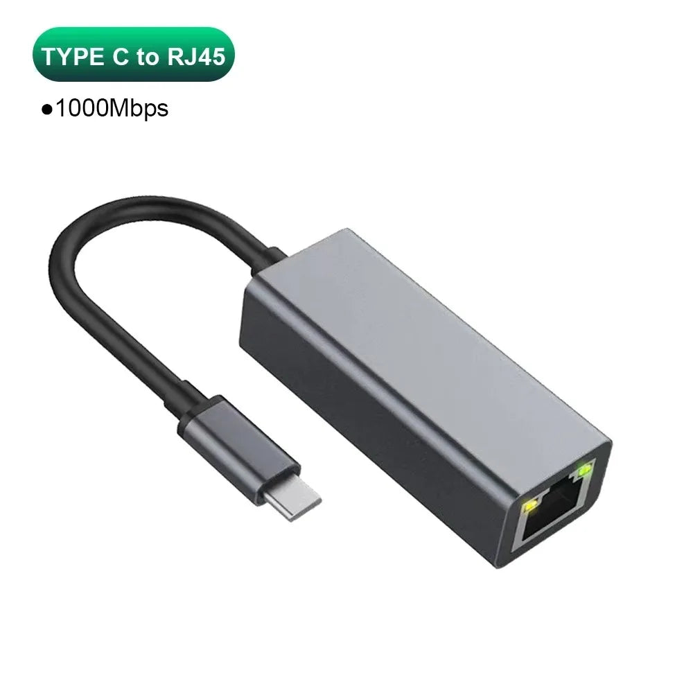 KEBIDUMEI USB Type C Ethernet Adapter Network Card USB Type-C To RJ45 100/1000Mbps Lan Internet Cable For MacBook Laptop PC
