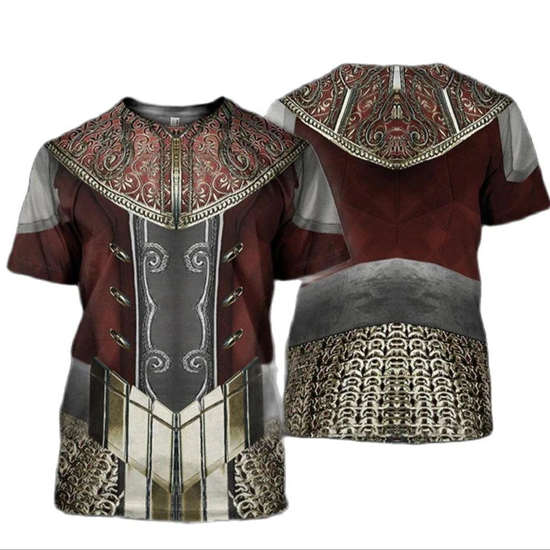 3D Print Knight Armor Cosplay T-shirt For Men New In Men's Casual O-neck Short Sleeve T Shirts Streetwear Funny Tee Shirt Tops