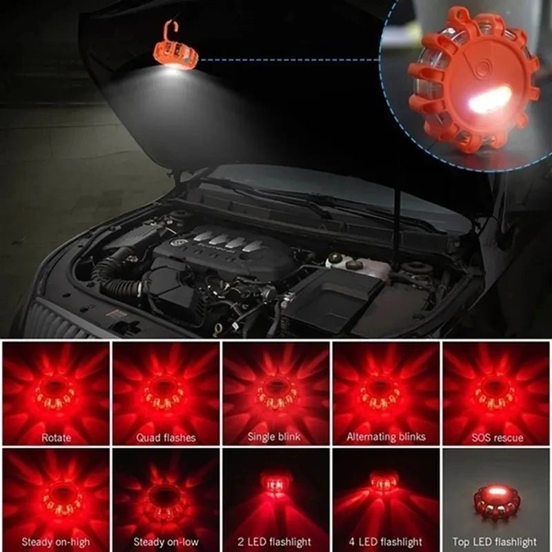 LED Emergency Lights Flare 9Modes Safety Warning USB Rechargeable Flashing Lamp Red Strobe Dash Light for Trucks Vehicle Car