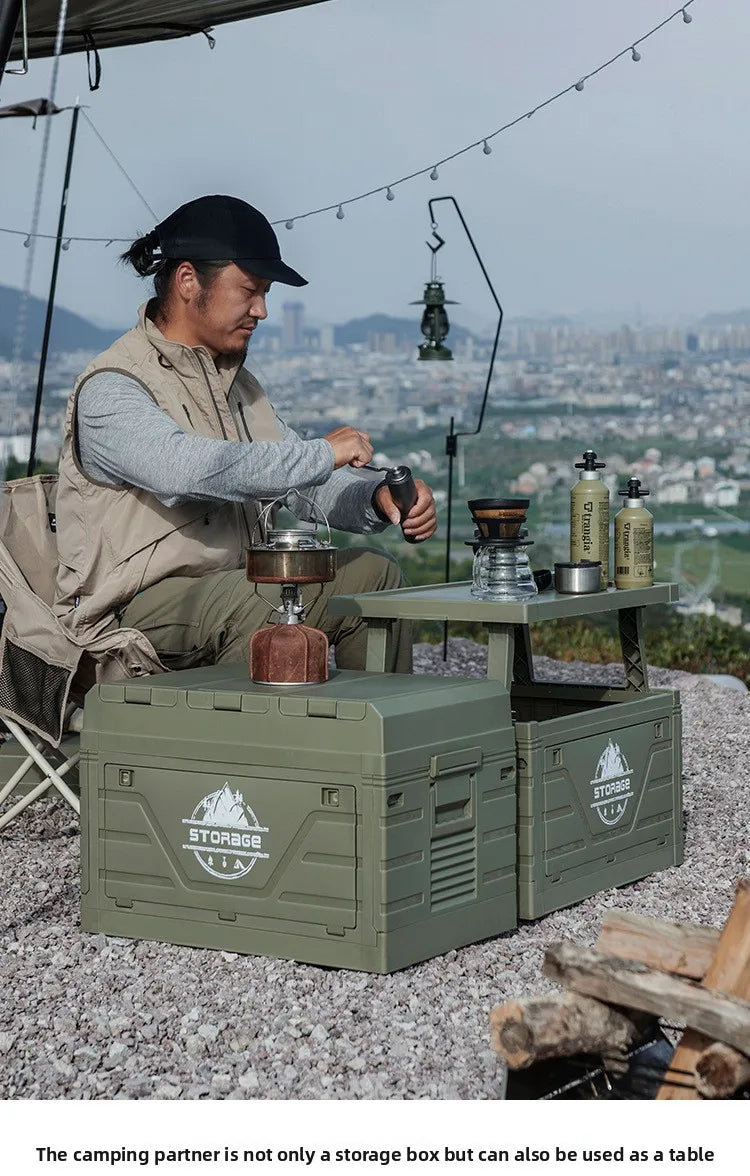 Outdoor camping folding box Car trunk with table Camping picnic finishing box Household storage box