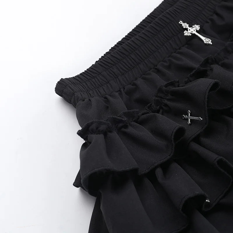 AltGoth Mall Goth Cake Shorts Women Hotsweet Y2k E-girl Harajuku Cross Pendant Culottes Aesthetic Fairycore Cute Kawaii Shorts