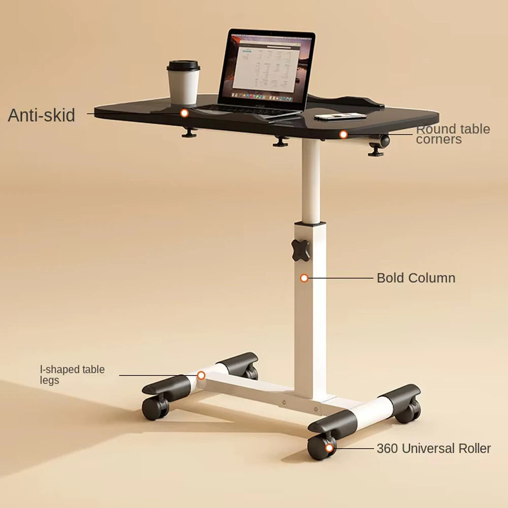 Adjustable Laptop Desk 360° Rotating Tabletop Mobile Stand Overbed Table Standing Rolling Study Table Computer Workstation